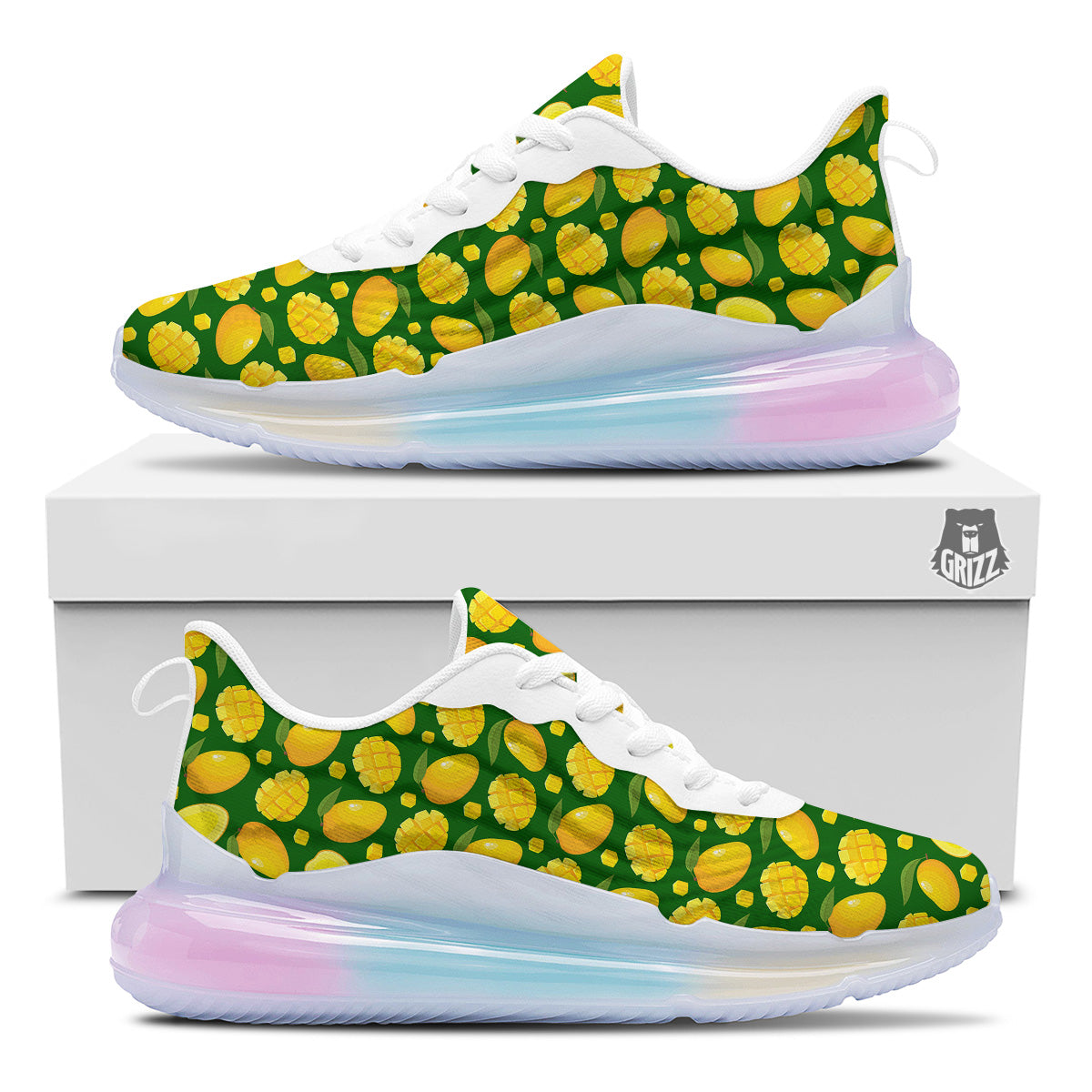 Cartoon Yellow Mango Slice Print Pattern Running Sneakers-grizzshop