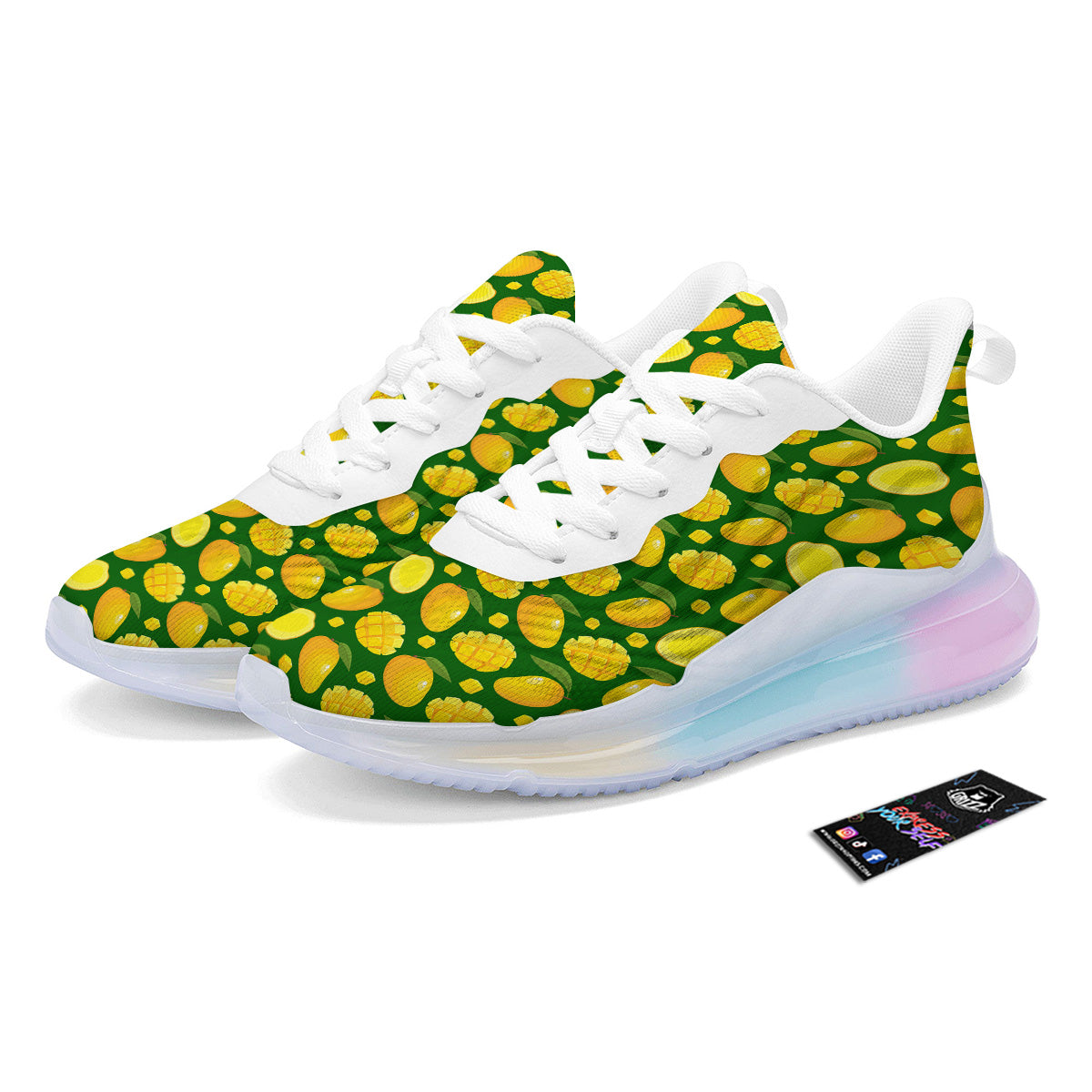 Cartoon Yellow Mango Slice Print Pattern Running Sneakers-grizzshop