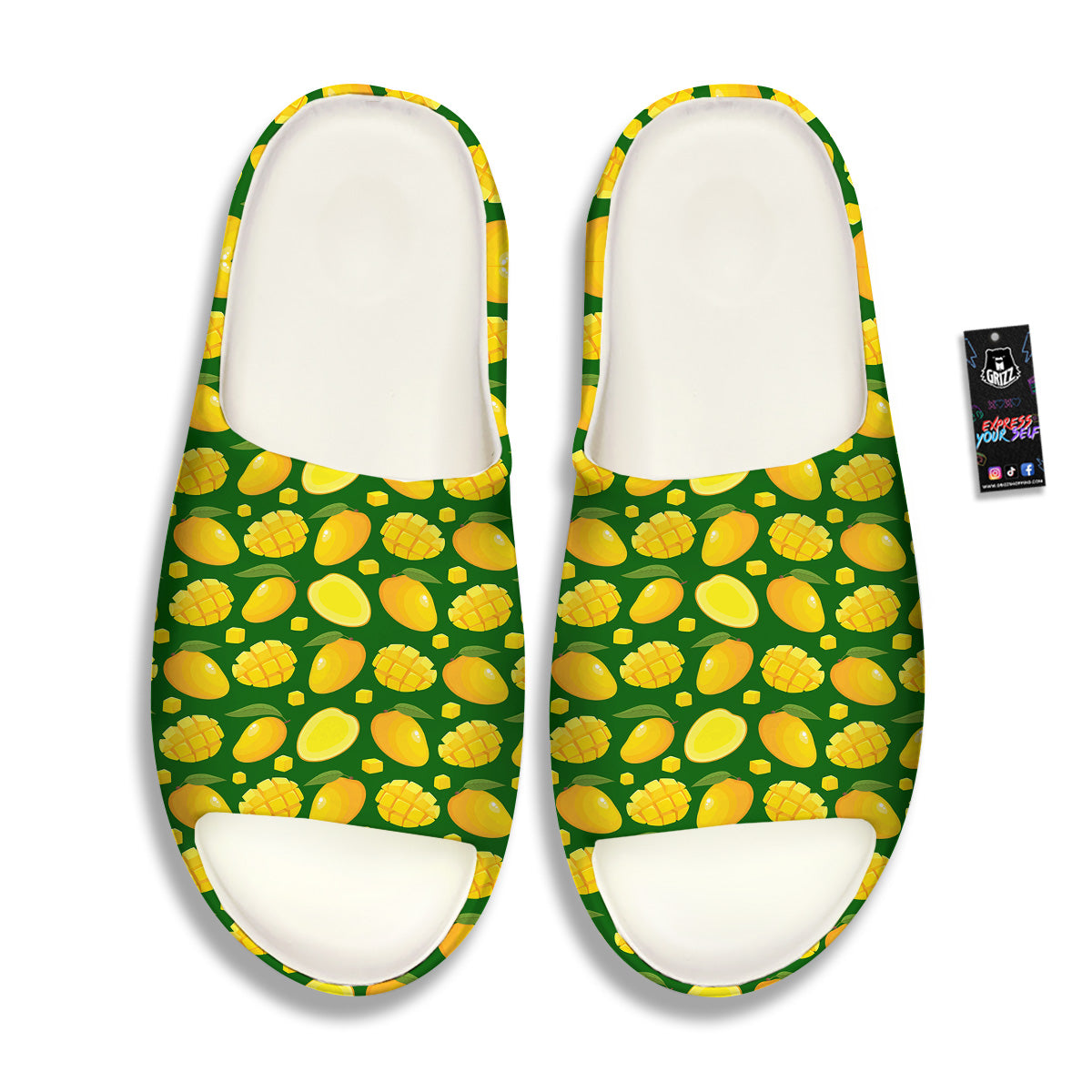 Cartoon Yellow Mango Slice Print Pattern Sandals-grizzshop