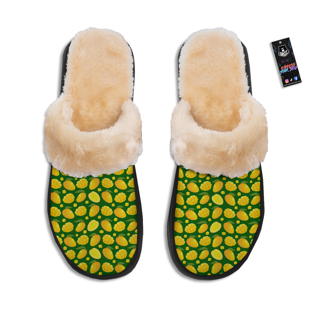 Cartoon Yellow Mango Slice Print Pattern Slippers-grizzshop
