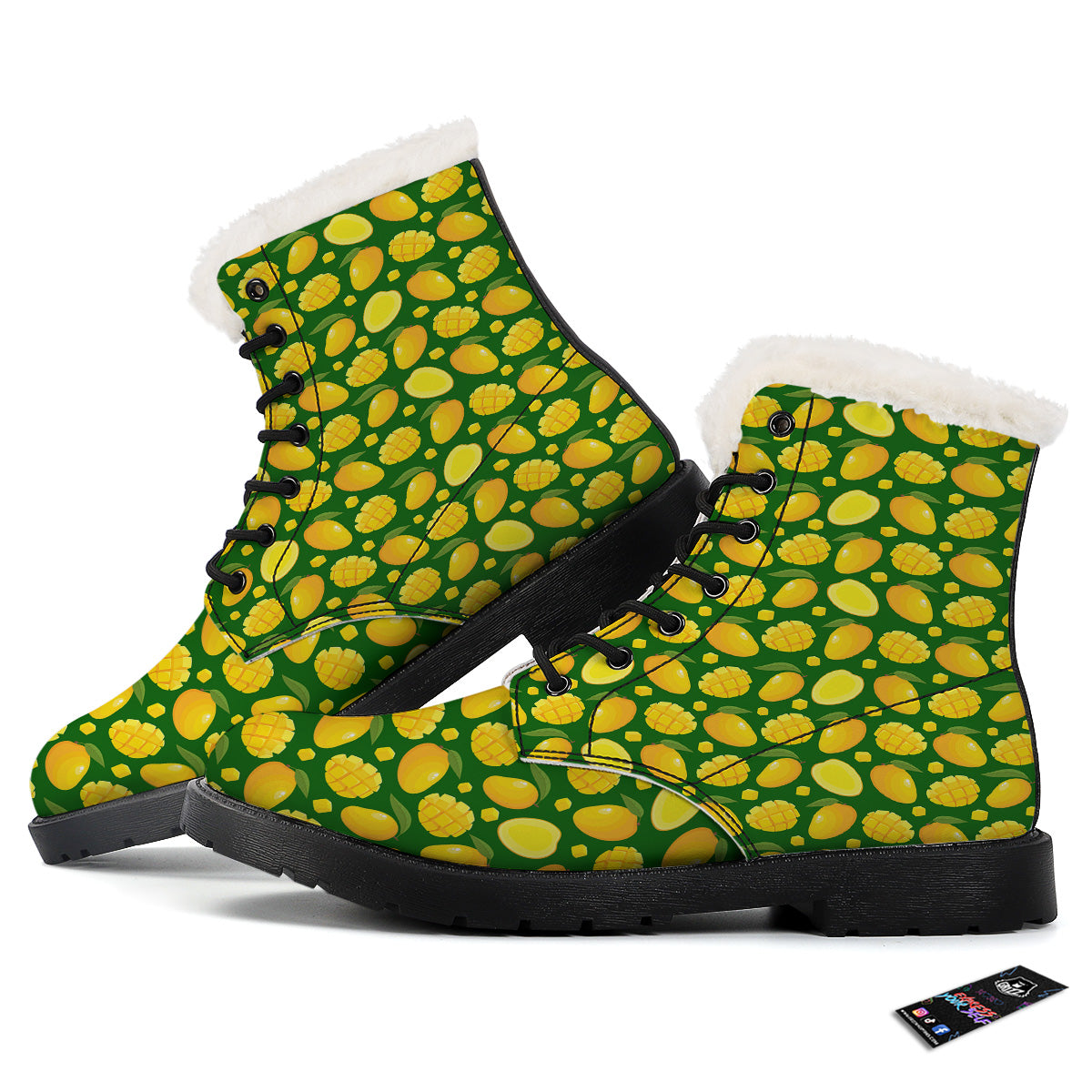 Cartoon Yellow Mango Slice Print Pattern Winter Boots-grizzshop