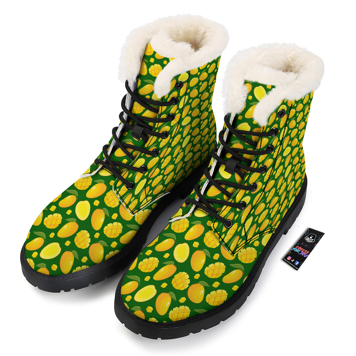 Cartoon Yellow Mango Slice Print Pattern Winter Boots-grizzshop