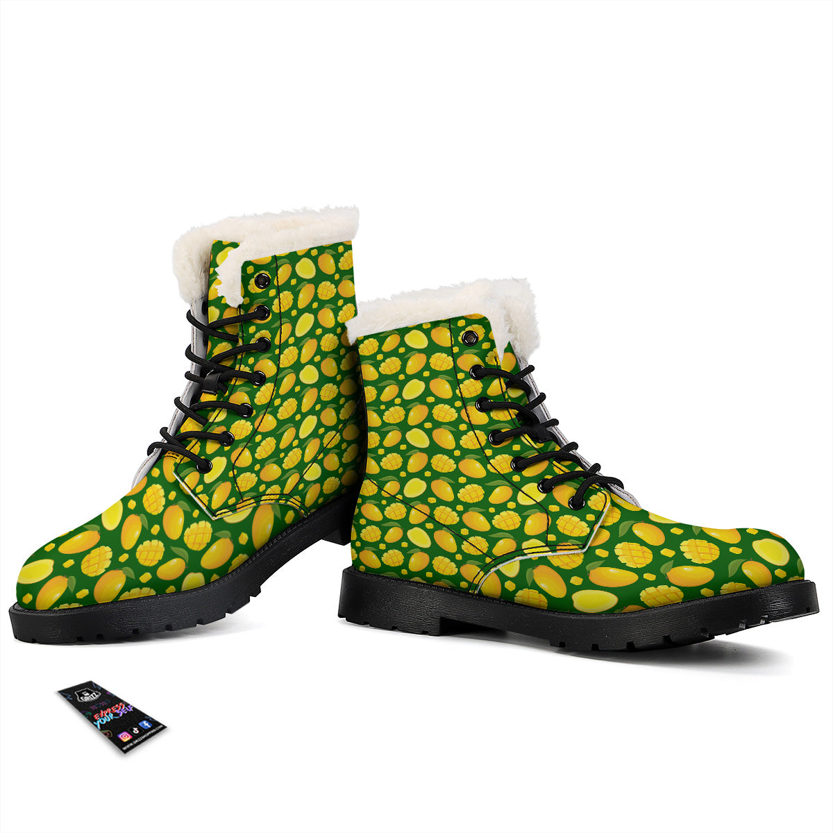 Cartoon Yellow Mango Slice Print Pattern Winter Boots-grizzshop