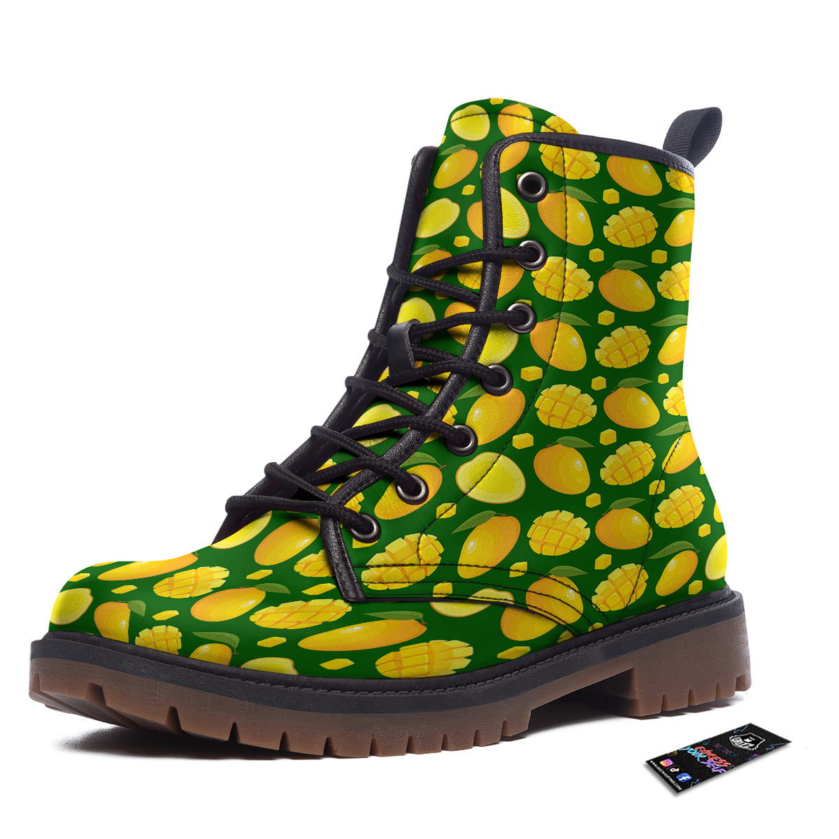 Cartoon Yellow Mango Slice Print Pattern Work Boots-grizzshop