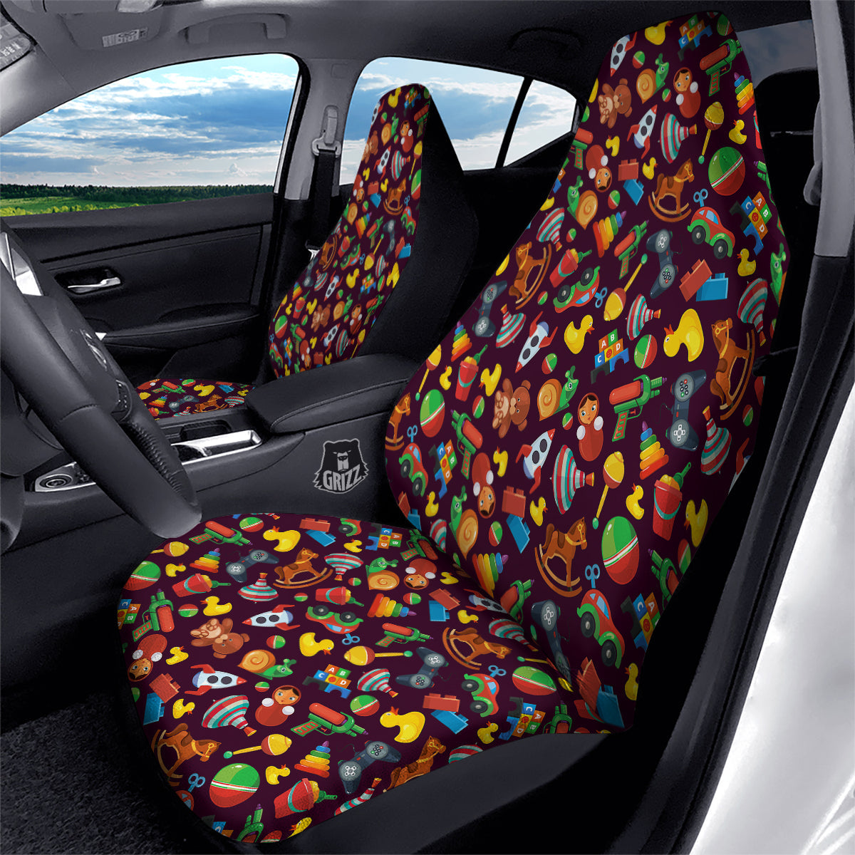 Cartoon toys Colorful Print Pattern Car Seat Covers-grizzshop