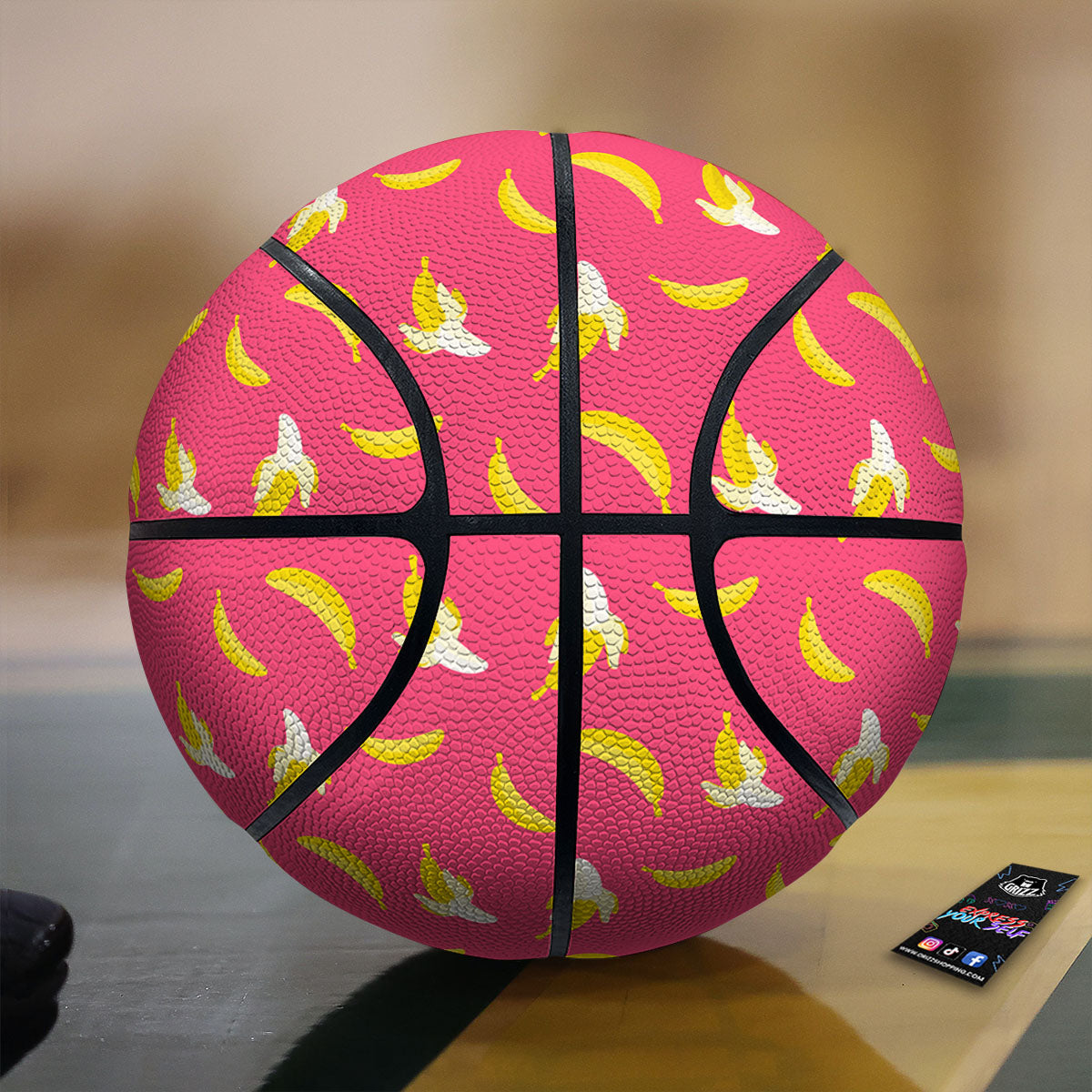 Cartoon Banana Pink Print Pattern Basketball