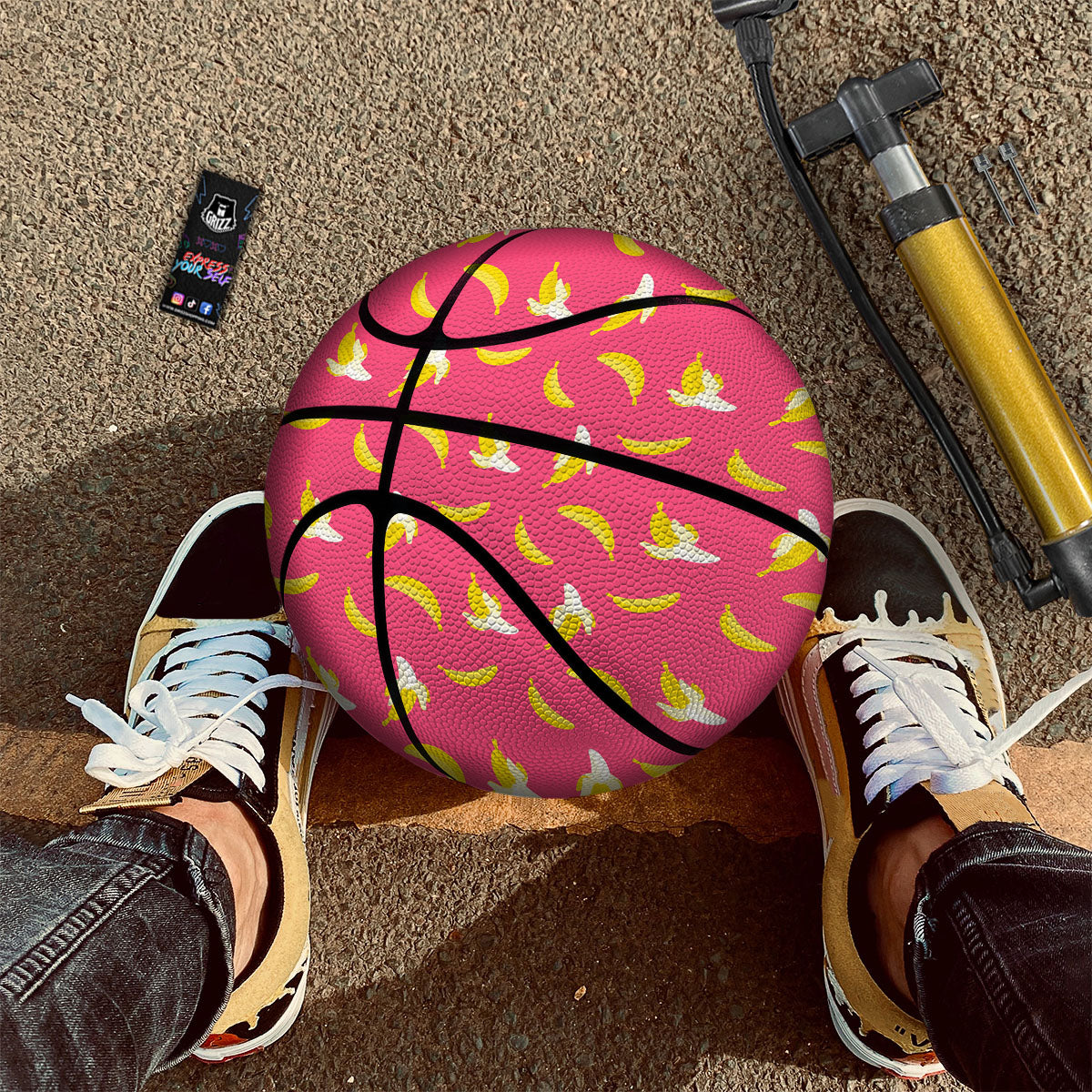 Cartoon Banana Pink Print Pattern Basketball