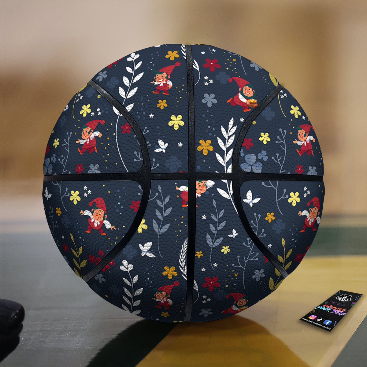 Cartoon Elf And Floral Print Pattern Basketball