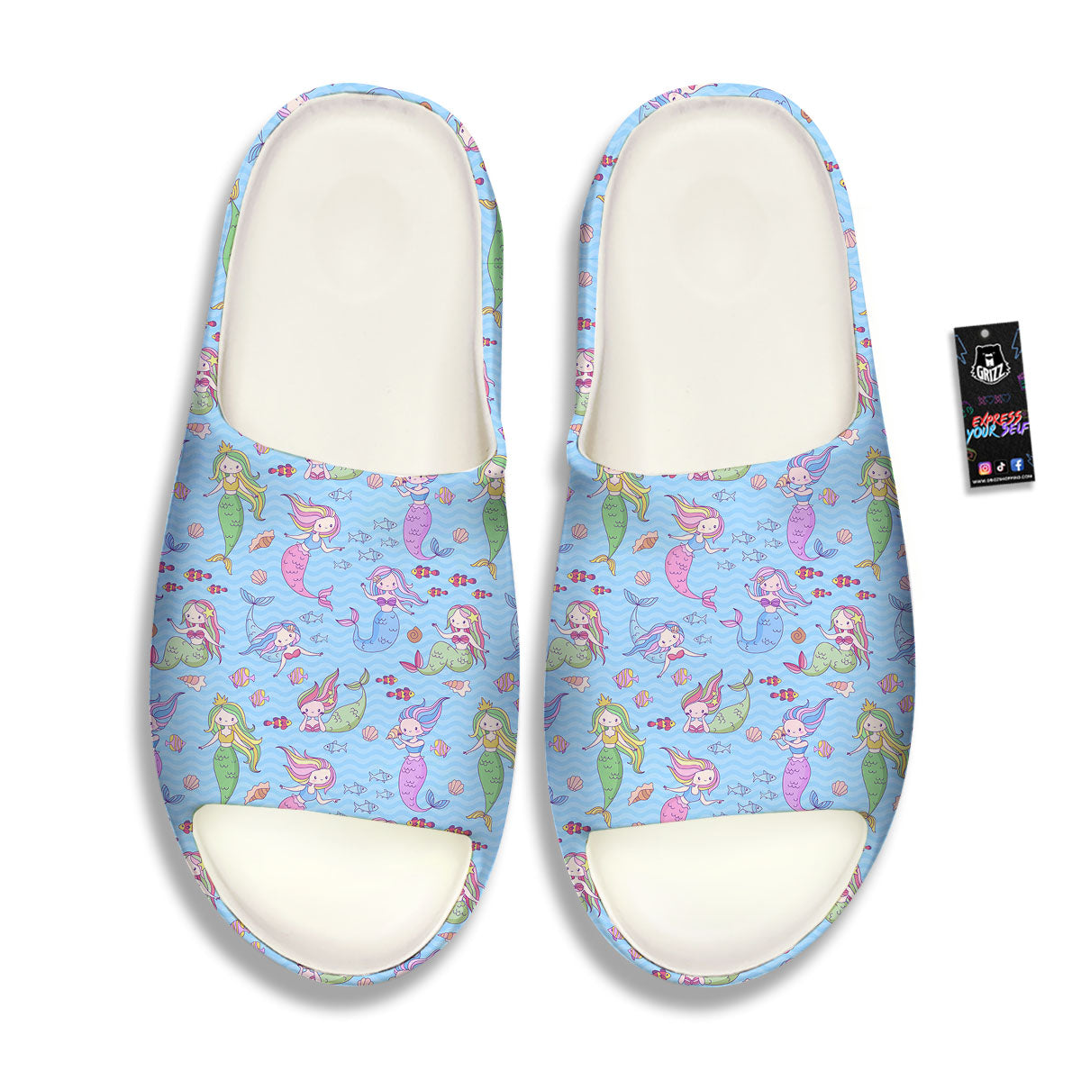 Cartoon Mermaid Print Pattern Sandals-grizzshop