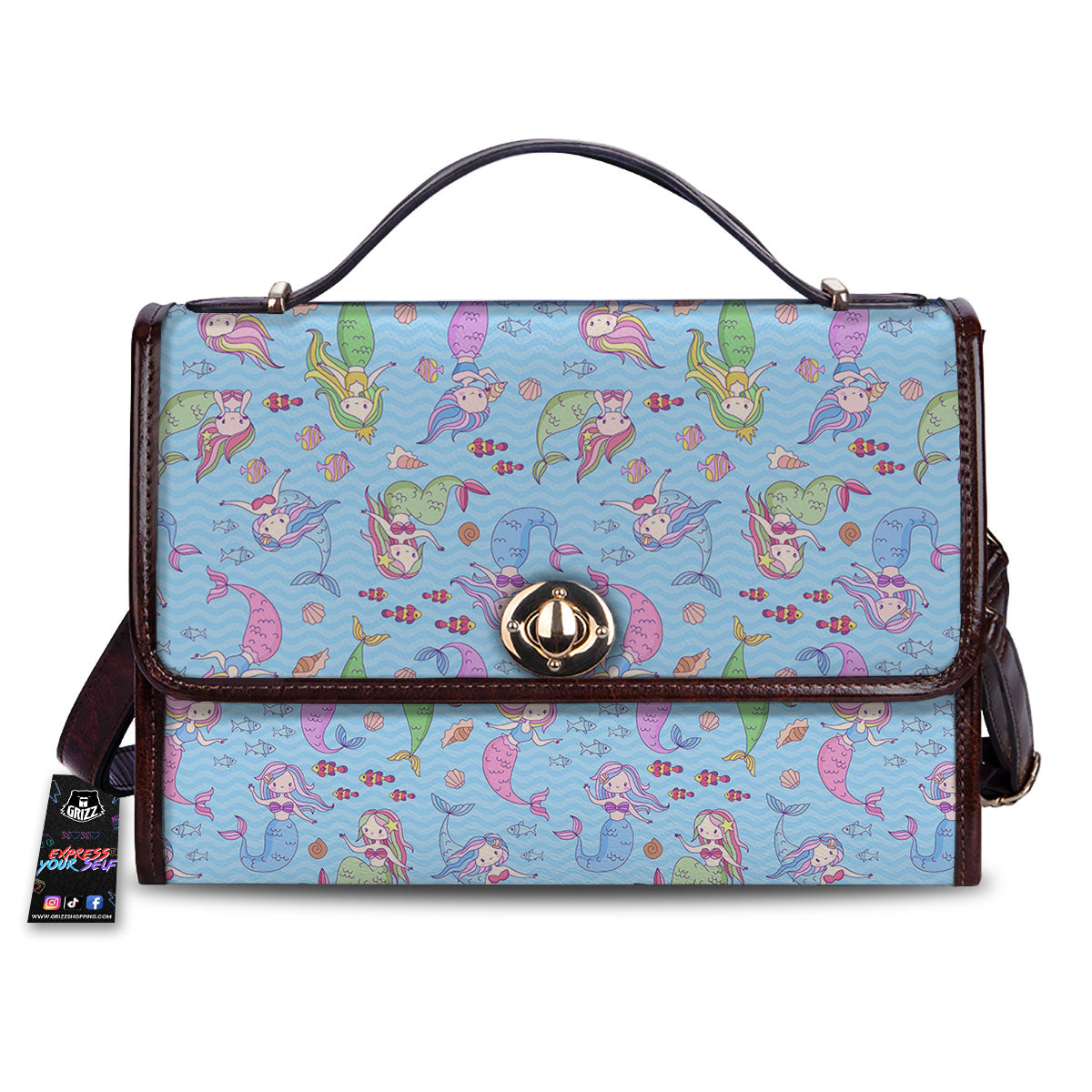 Cartoon Mermaid Print Pattern Women's Satchel Bag