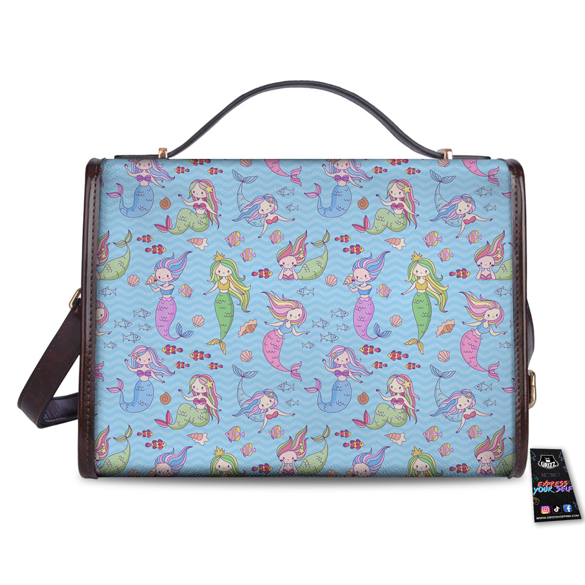 Cartoon Mermaid Print Pattern Women's Satchel Bag