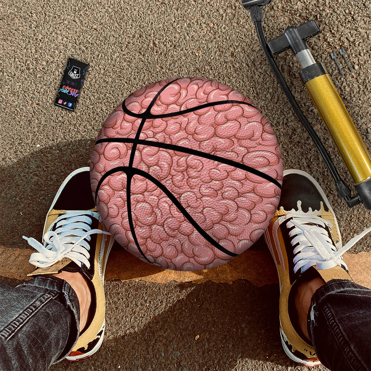 Cartoon Pink Brain Print Pattern Basketball