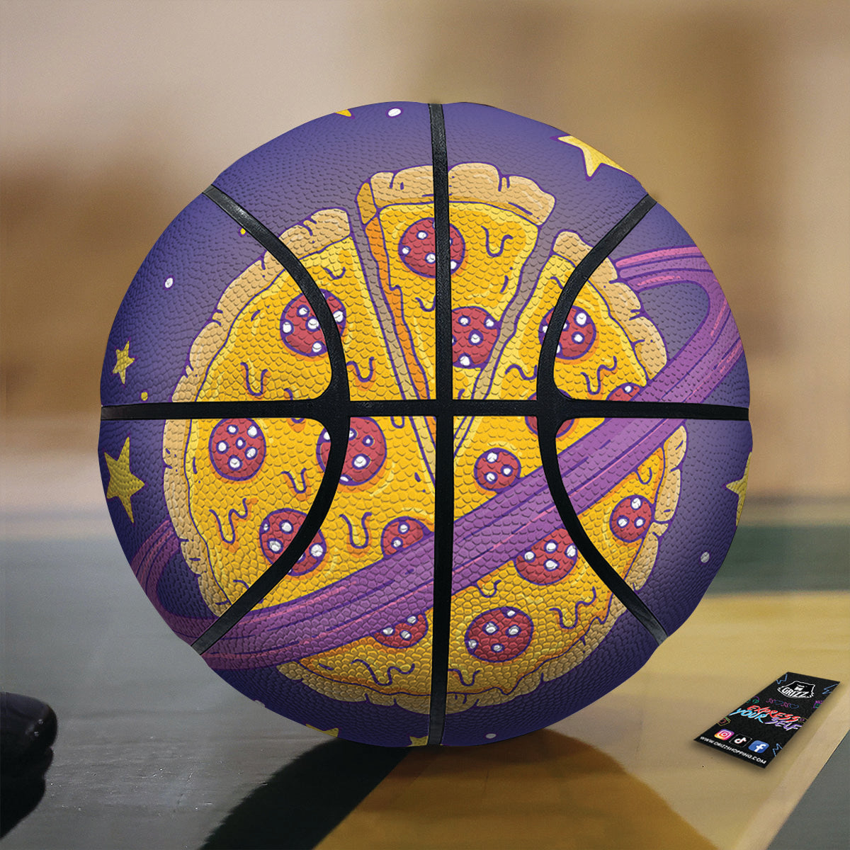 Cartoon Pizza Planet Print Basketball