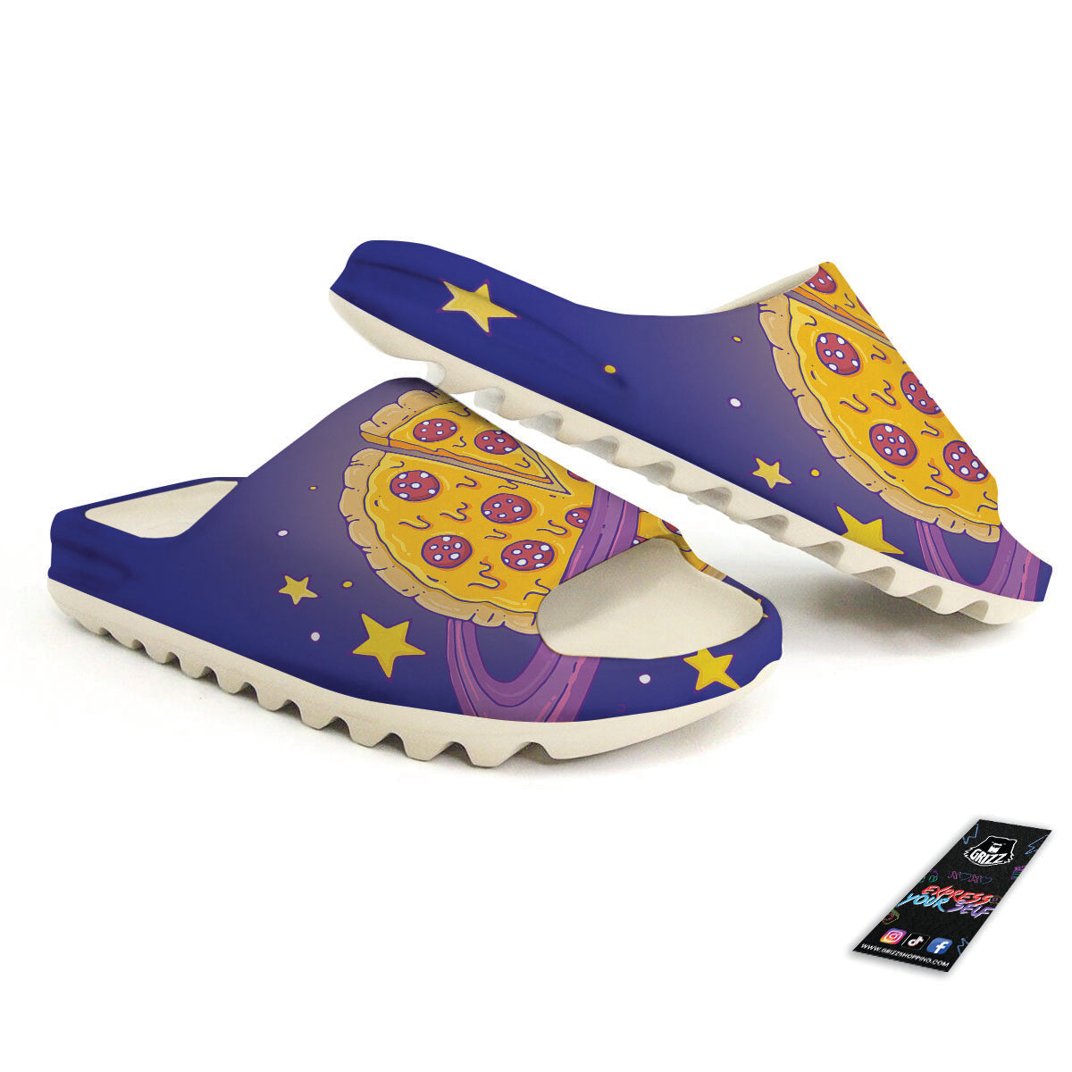 Cartoon Pizza Planet Print Sandals-grizzshop