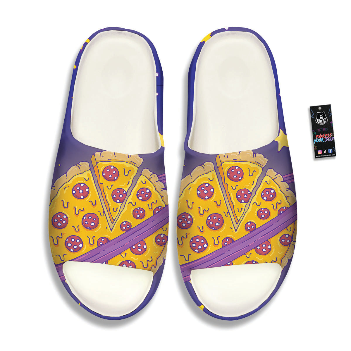 Cartoon Pizza Planet Print Sandals-grizzshop