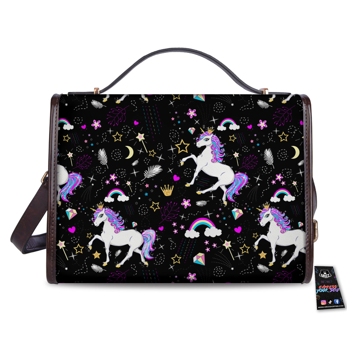 Cartoon Unicorn Dream Print Pattern Women's Satchel Bag