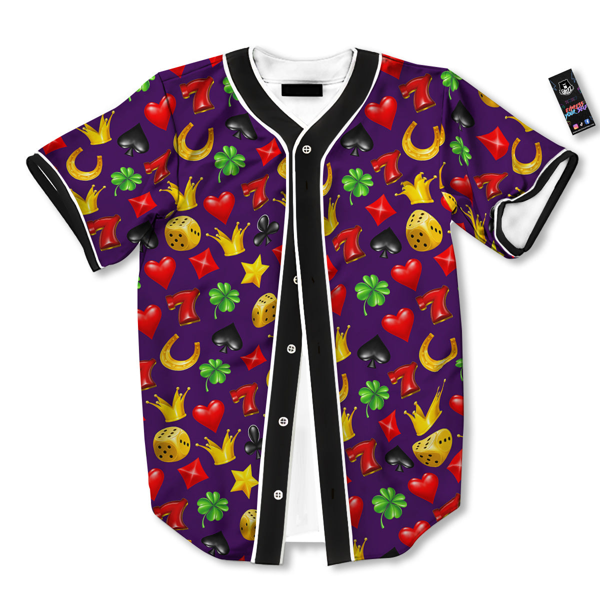 Casino 3D Gambling And Luck Print Pattern Baseball Jersey-grizzshop
