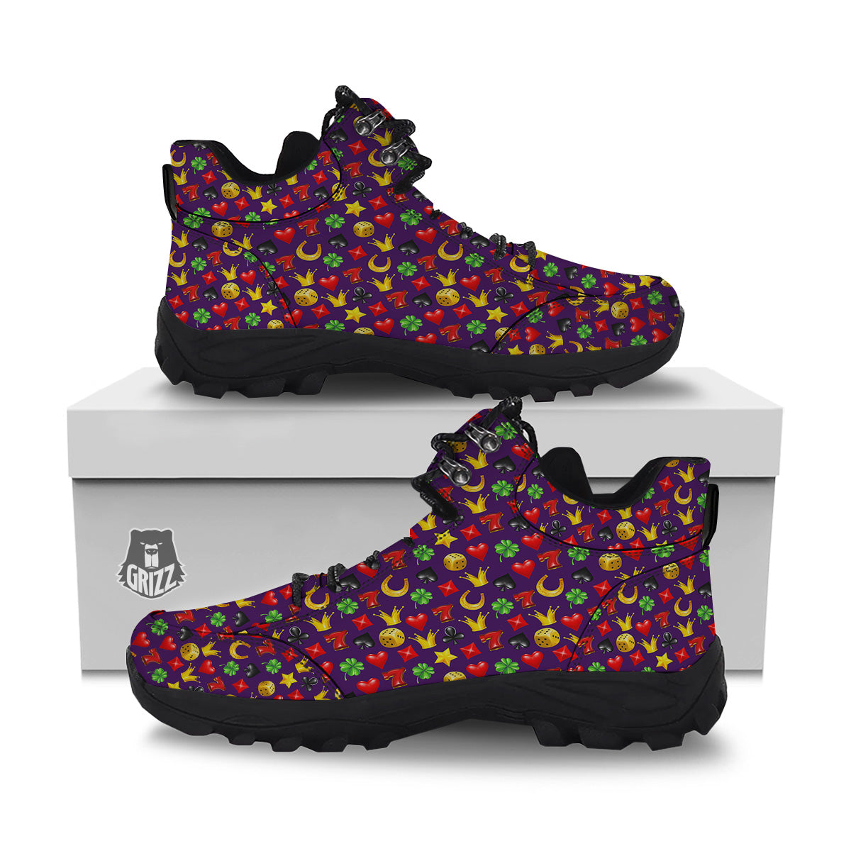 Casino 3D Gambling And Luck Print Pattern Hiking Shoes-grizzshop