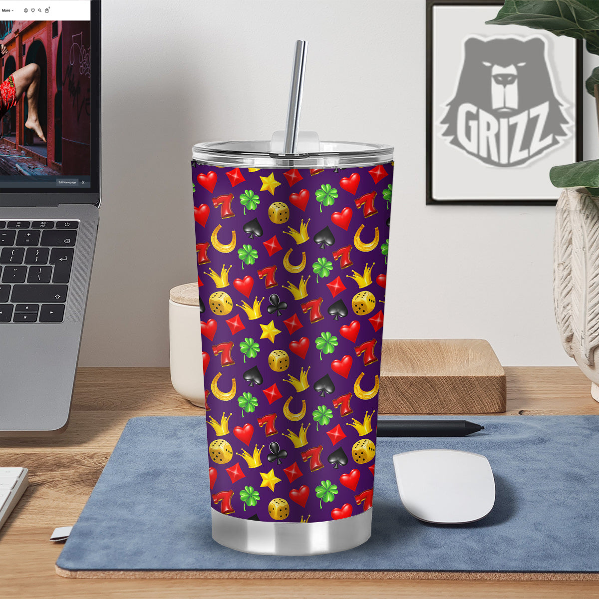 Casino 3D Gambling And Luck Print Pattern Tumbler-grizzshop