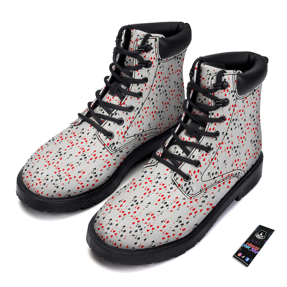 Casino Card Cartoon Print Pattern Boots-grizzshop