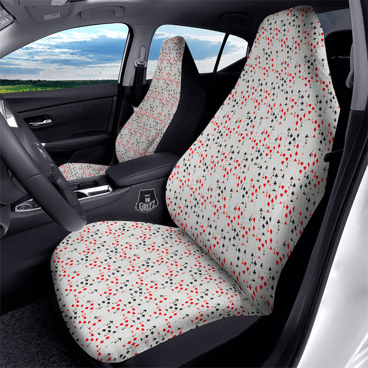 Casino Card Cartoon Print Pattern Car Seat Covers-grizzshop