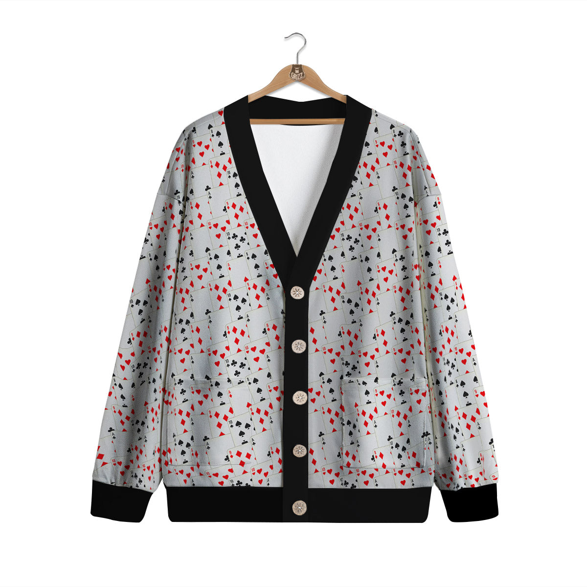 Casino Card Cartoon Print Pattern Cardigan-grizzshop