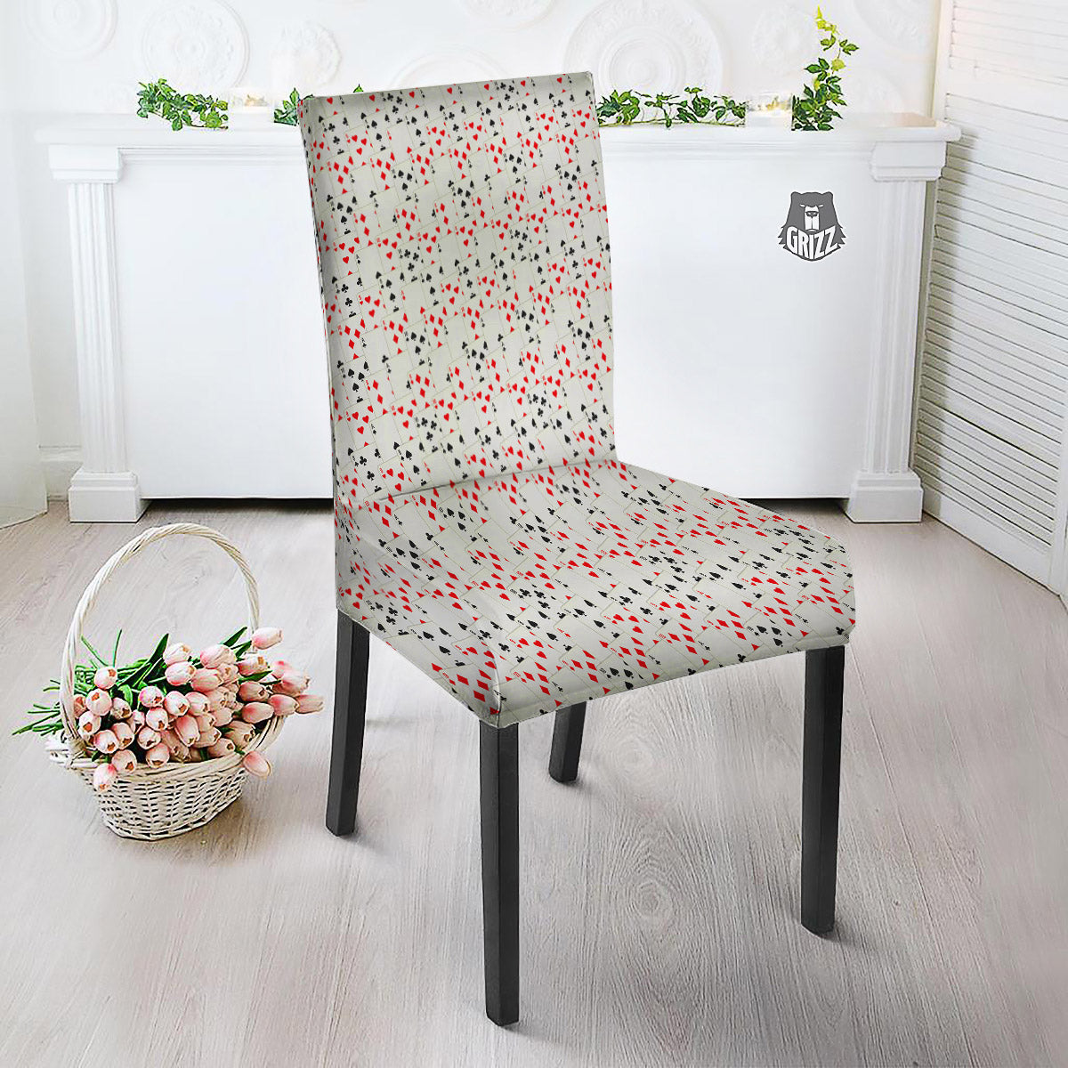 Casino Card Cartoon Print Pattern Dining Chair Slipcover-grizzshop