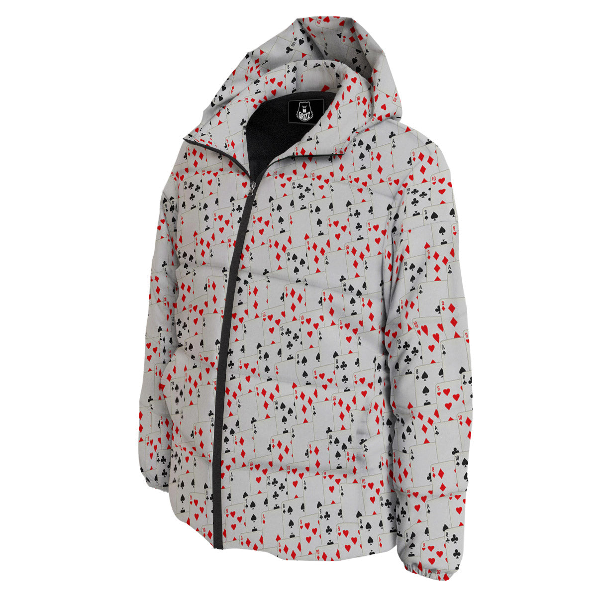 Casino Card Cartoon Print Pattern Down Jacket-grizzshop