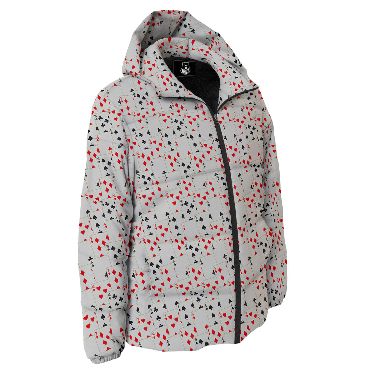 Casino Card Cartoon Print Pattern Down Jacket-grizzshop