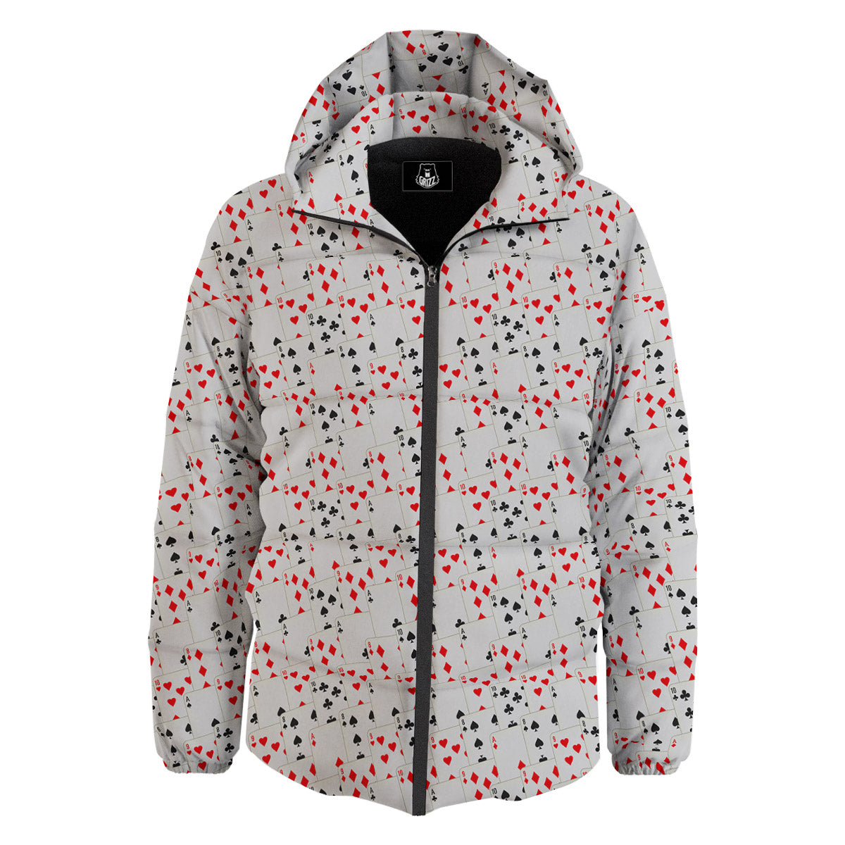 Casino Card Cartoon Print Pattern Down Jacket-grizzshop