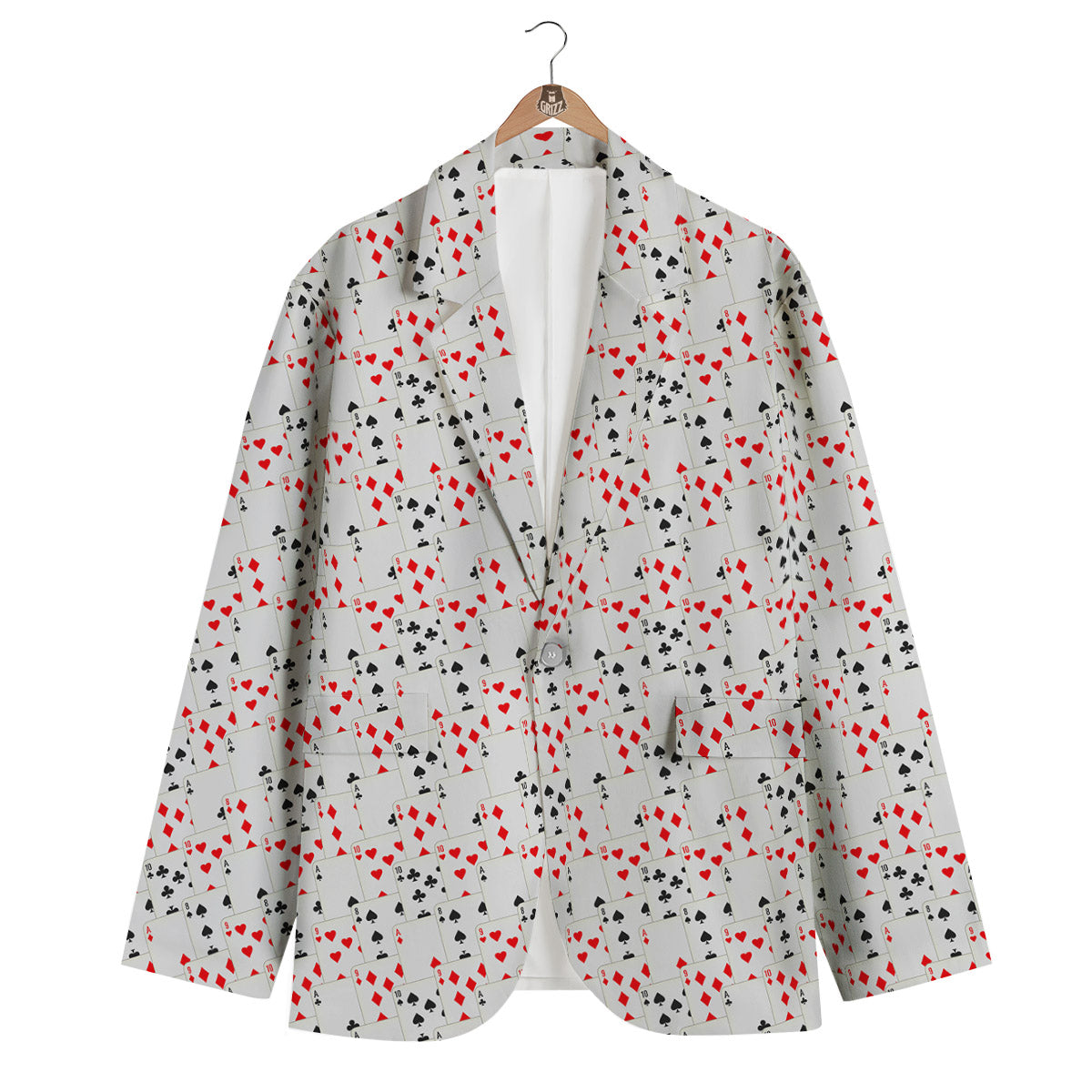 Casino Card Cartoon Print Pattern Men's Blazer-grizzshop