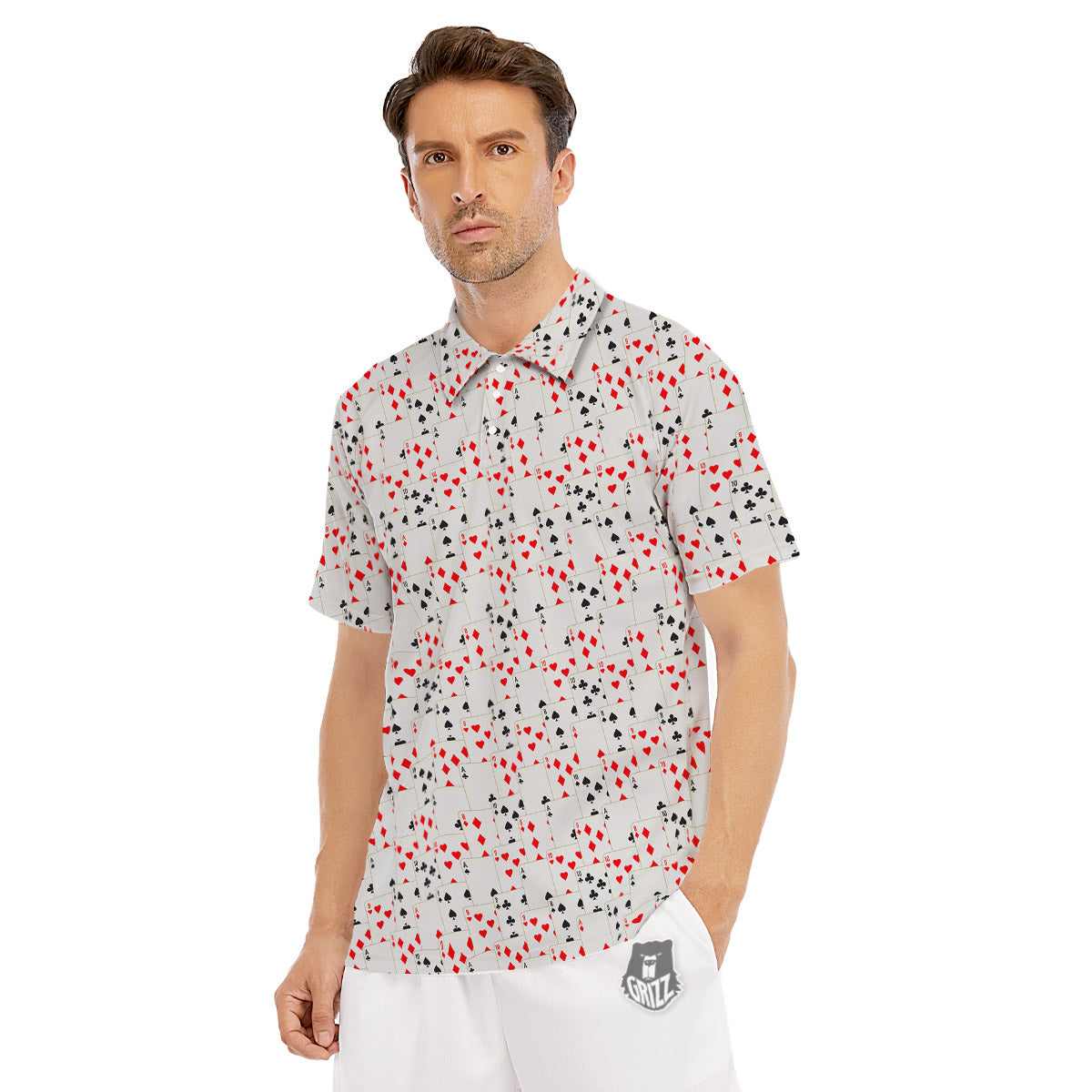 Casino Card Cartoon Print Pattern Men's Golf Shirts-grizzshop