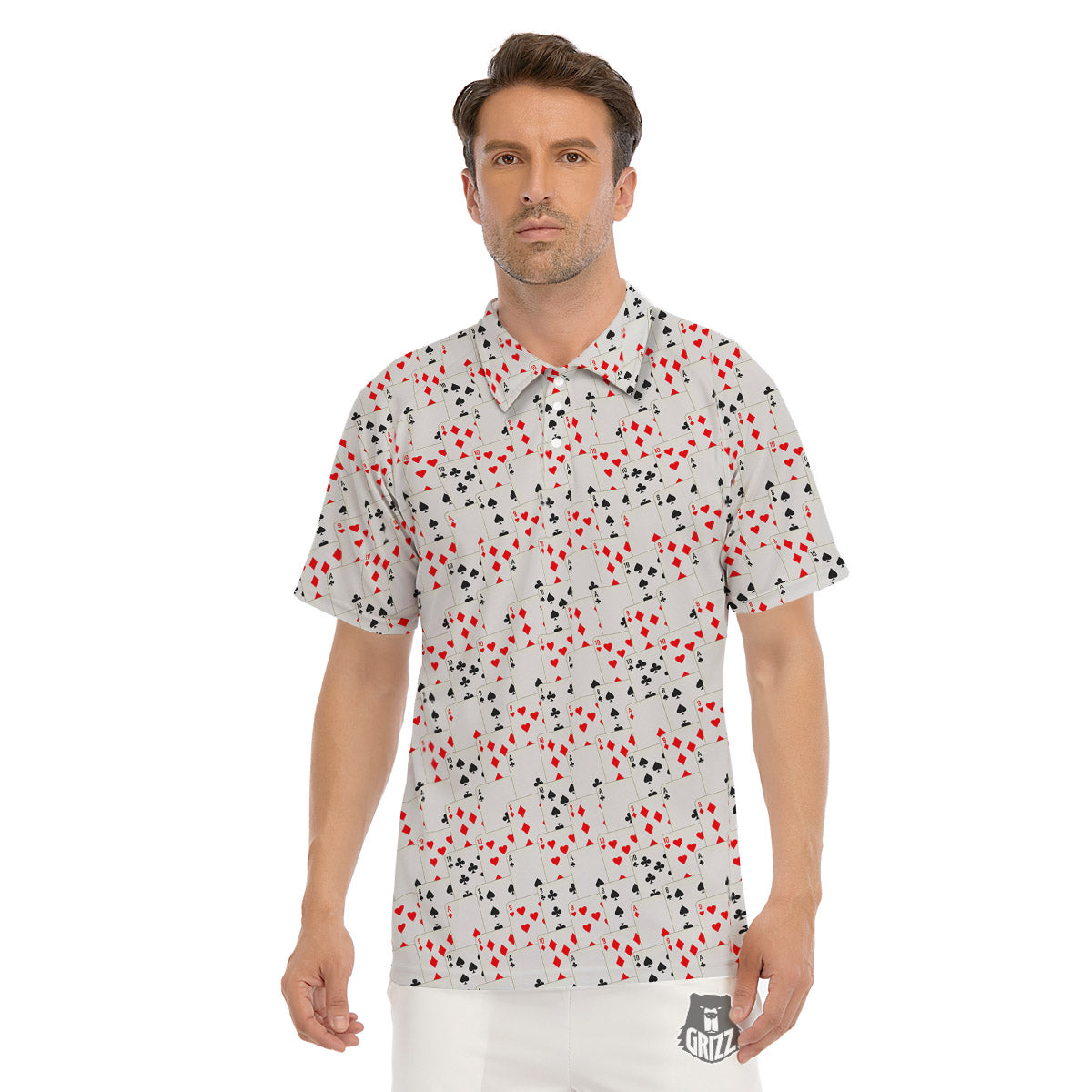 Casino Card Cartoon Print Pattern Men's Golf Shirts-grizzshop