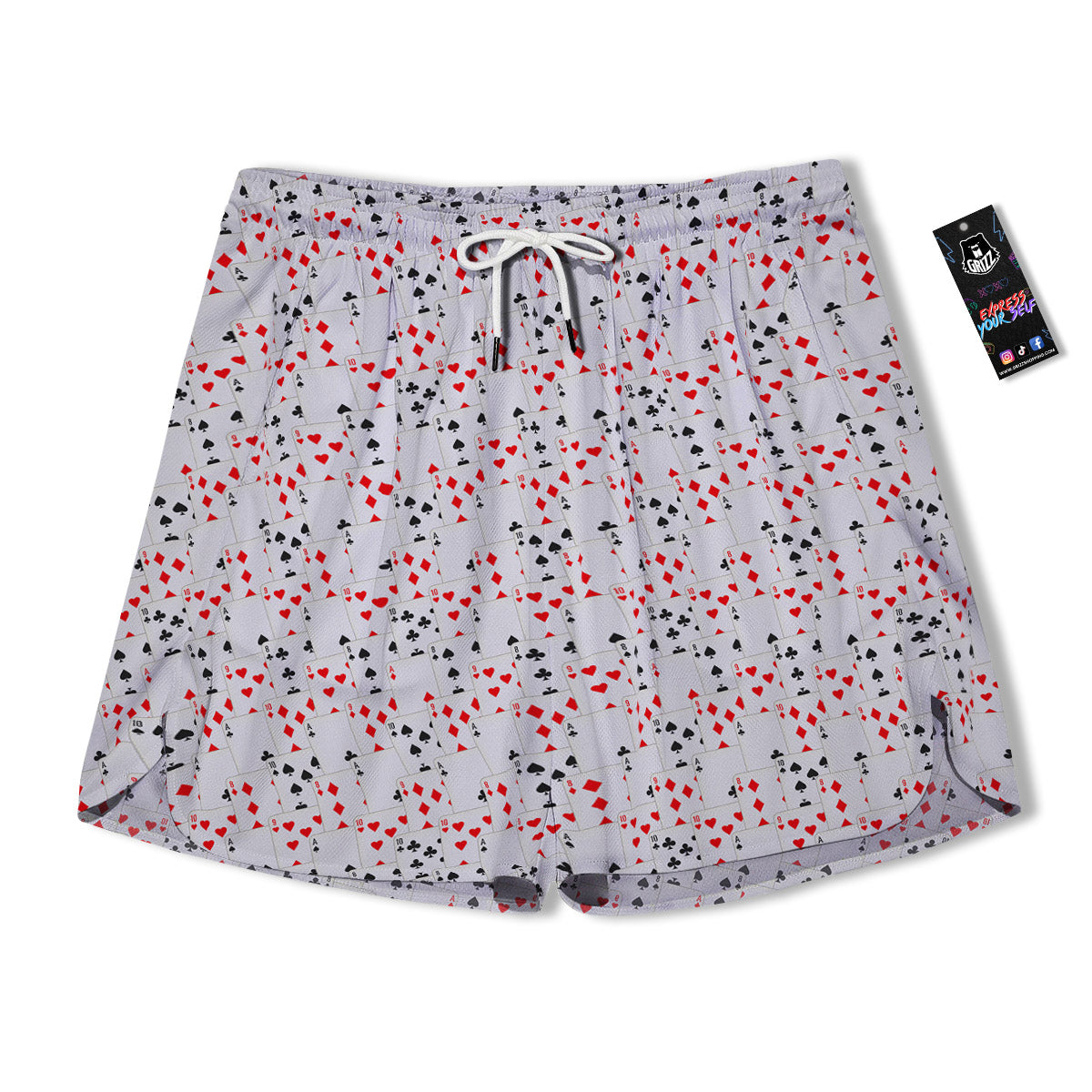 Casino Card Cartoon Print Pattern Men's Running Shorts-grizzshop