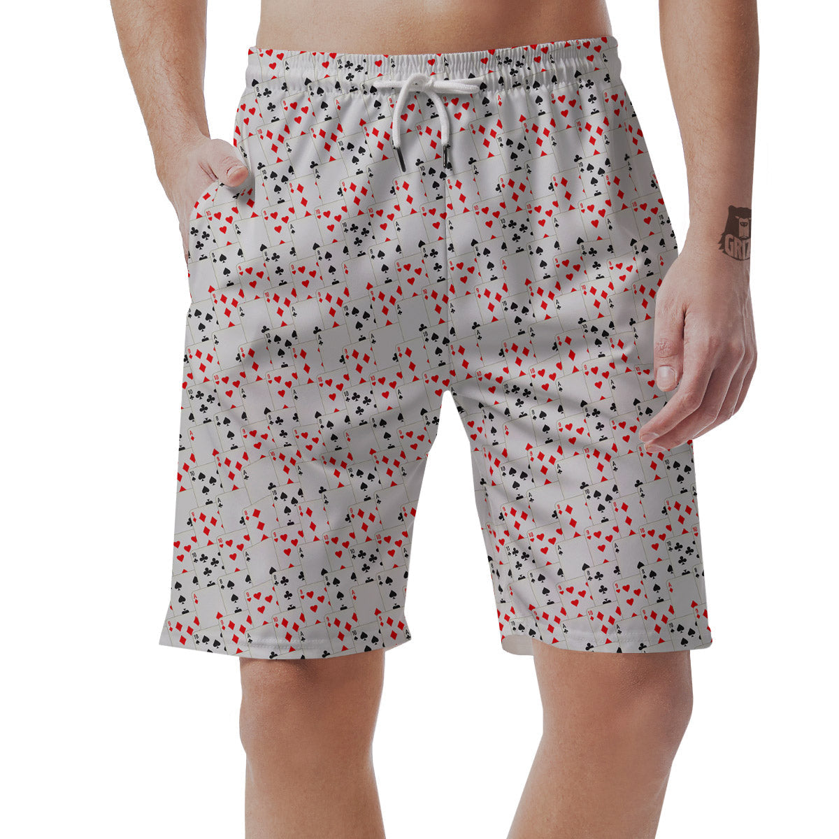 Casino Card Cartoon Print Pattern Men's Shorts-grizzshop