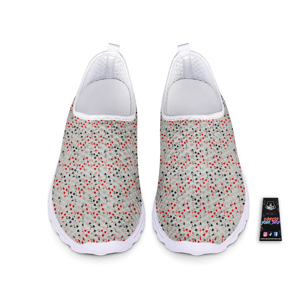 Casino Card Cartoon Print Pattern Nurse Shoes-grizzshop