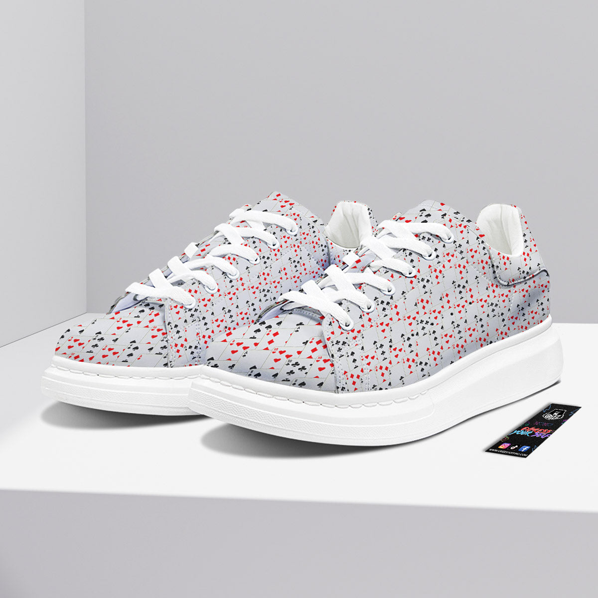 Casino Card Cartoon Print Pattern Platform Shoes-grizzshop