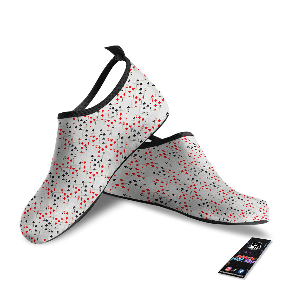 Casino Card Cartoon Print Pattern Water Shoes-grizzshop