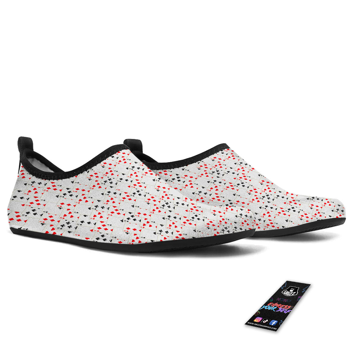 Casino Card Cartoon Print Pattern Water Shoes-grizzshop