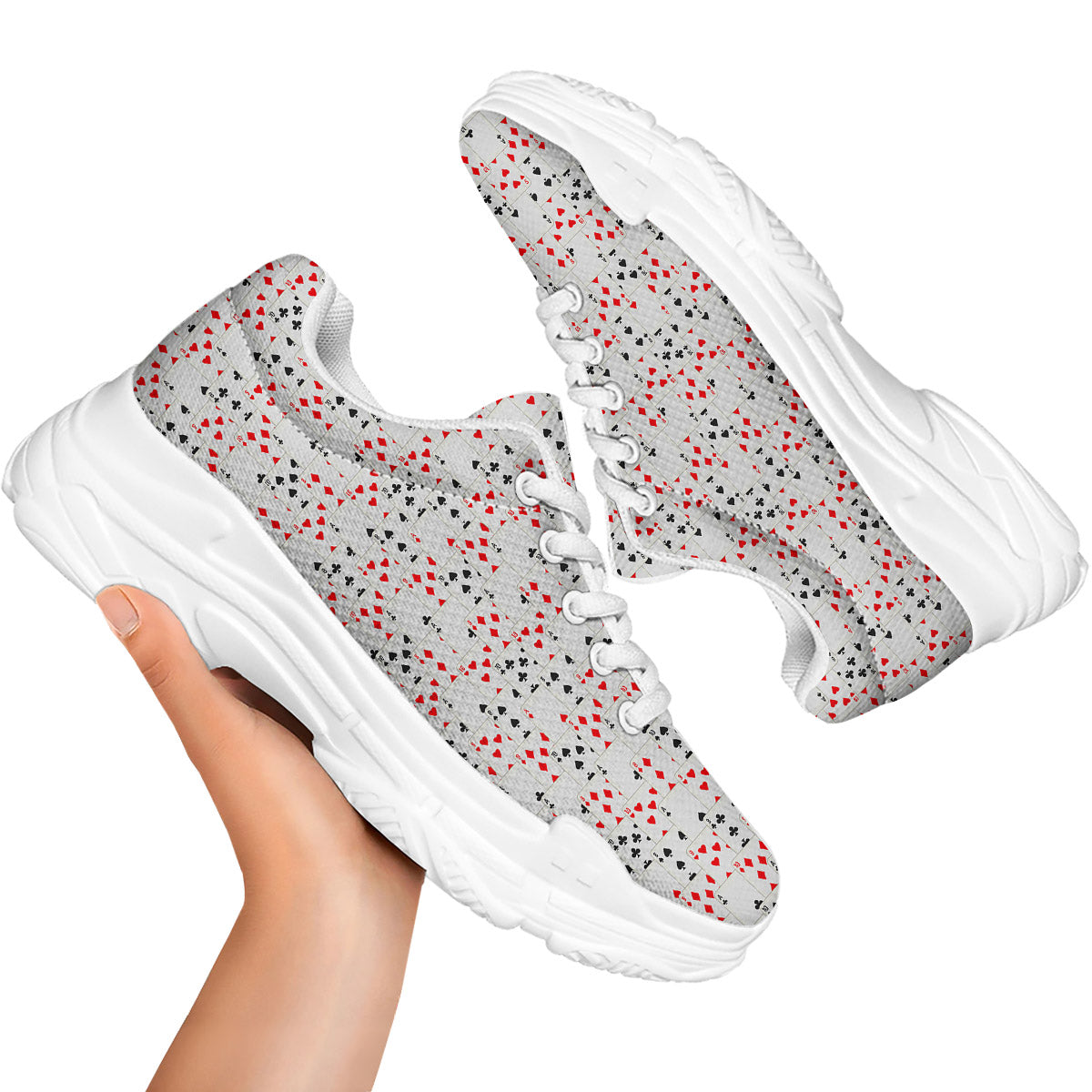 Casino Card Cartoon Print Pattern White Chunky Shoes-grizzshop