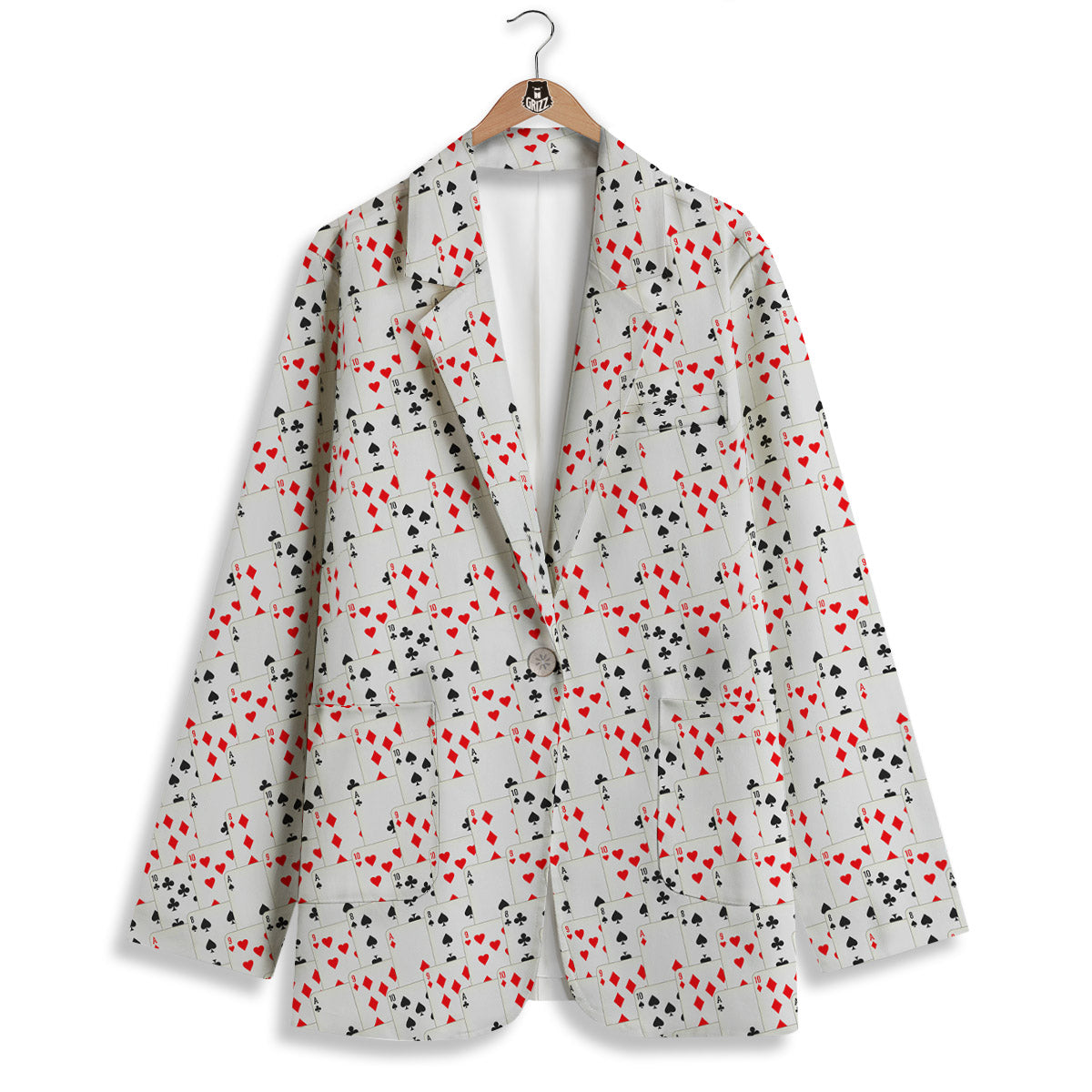 Casino Card Cartoon Print Pattern Women's Blazer-grizzshop