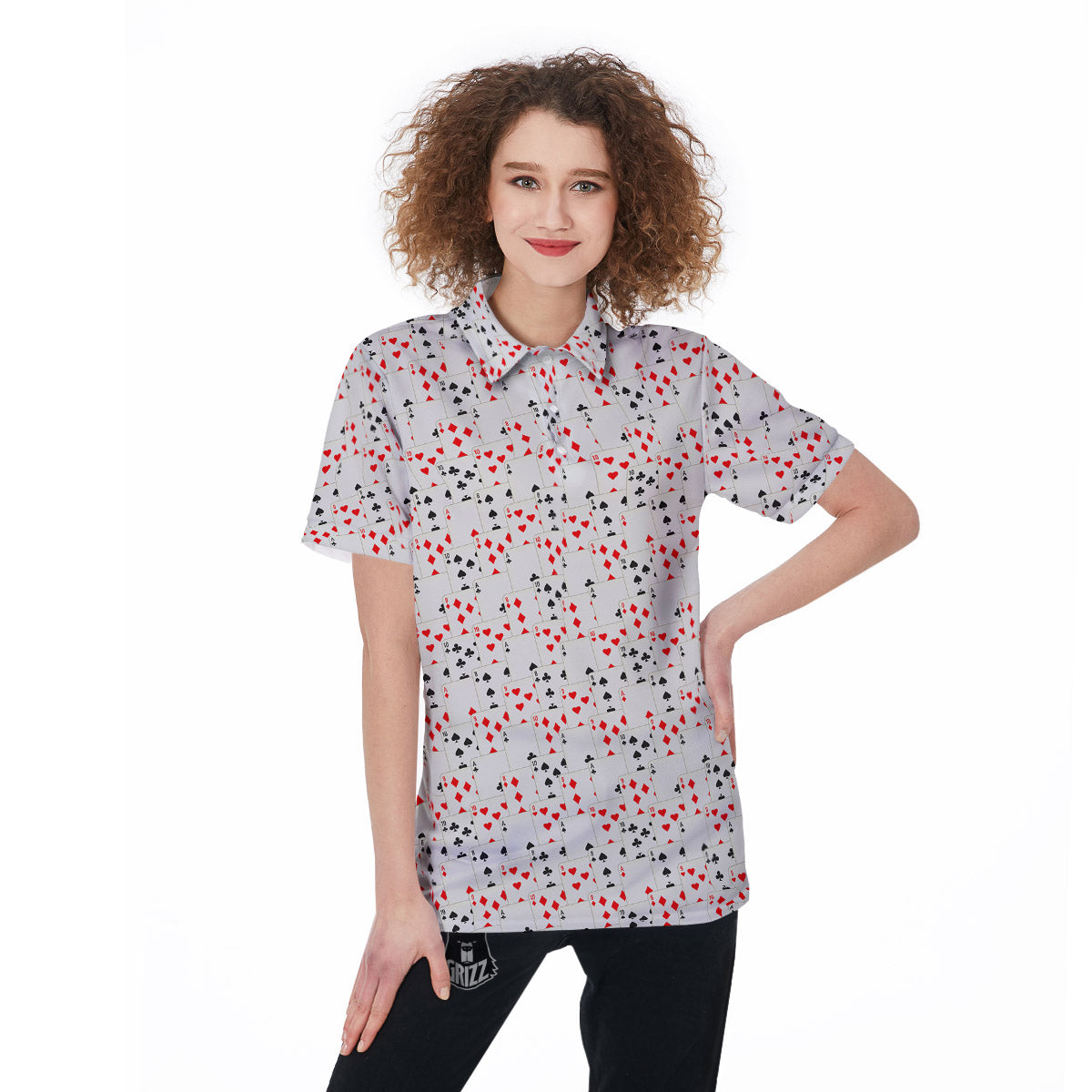 Casino Card Cartoon Print Pattern Women's Golf Shirts-grizzshop
