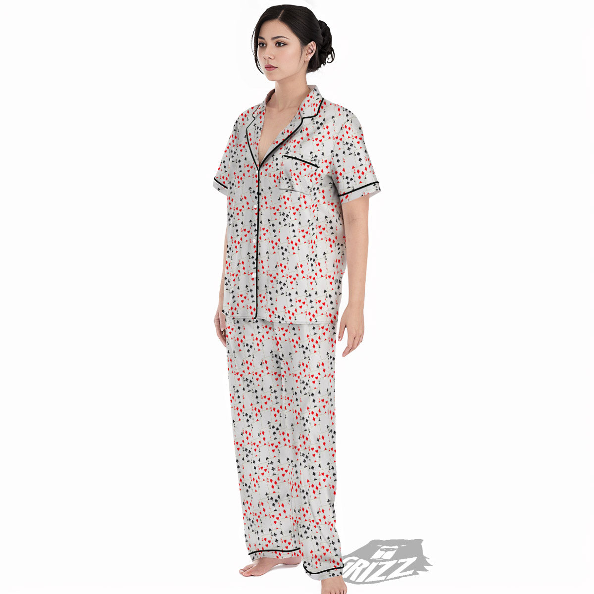 Casino Card Cartoon Print Pattern Women's Pajamas Set-grizzshop