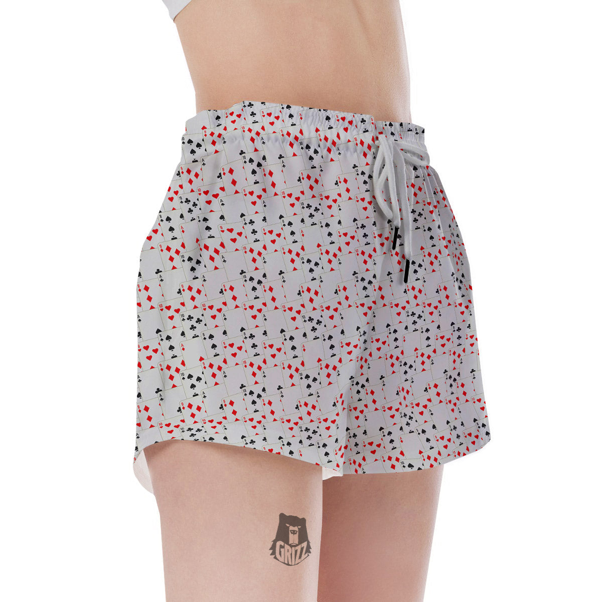 Casino Card Cartoon Print Pattern Women's Shorts-grizzshop