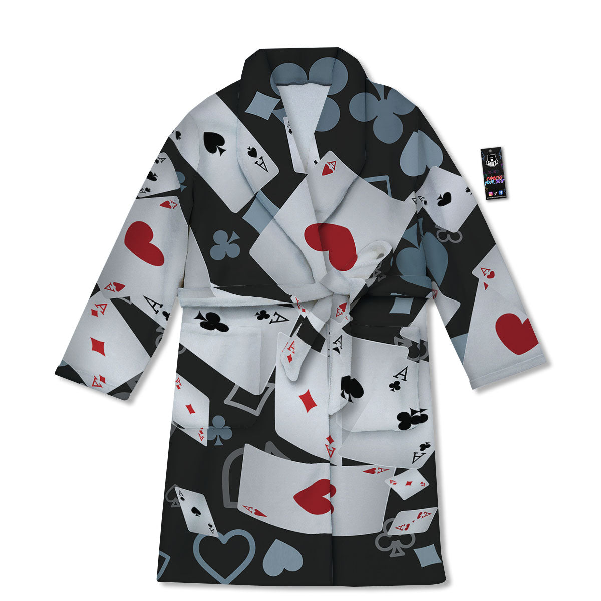 Casino Card Falling Print Bathrobe-grizzshop
