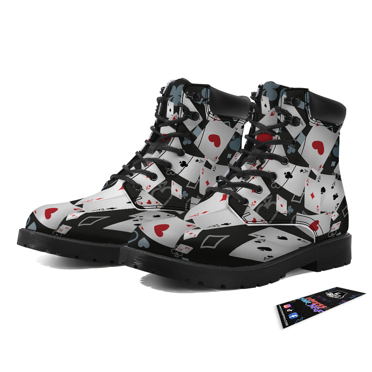 Casino Card Falling Print Boots-grizzshop