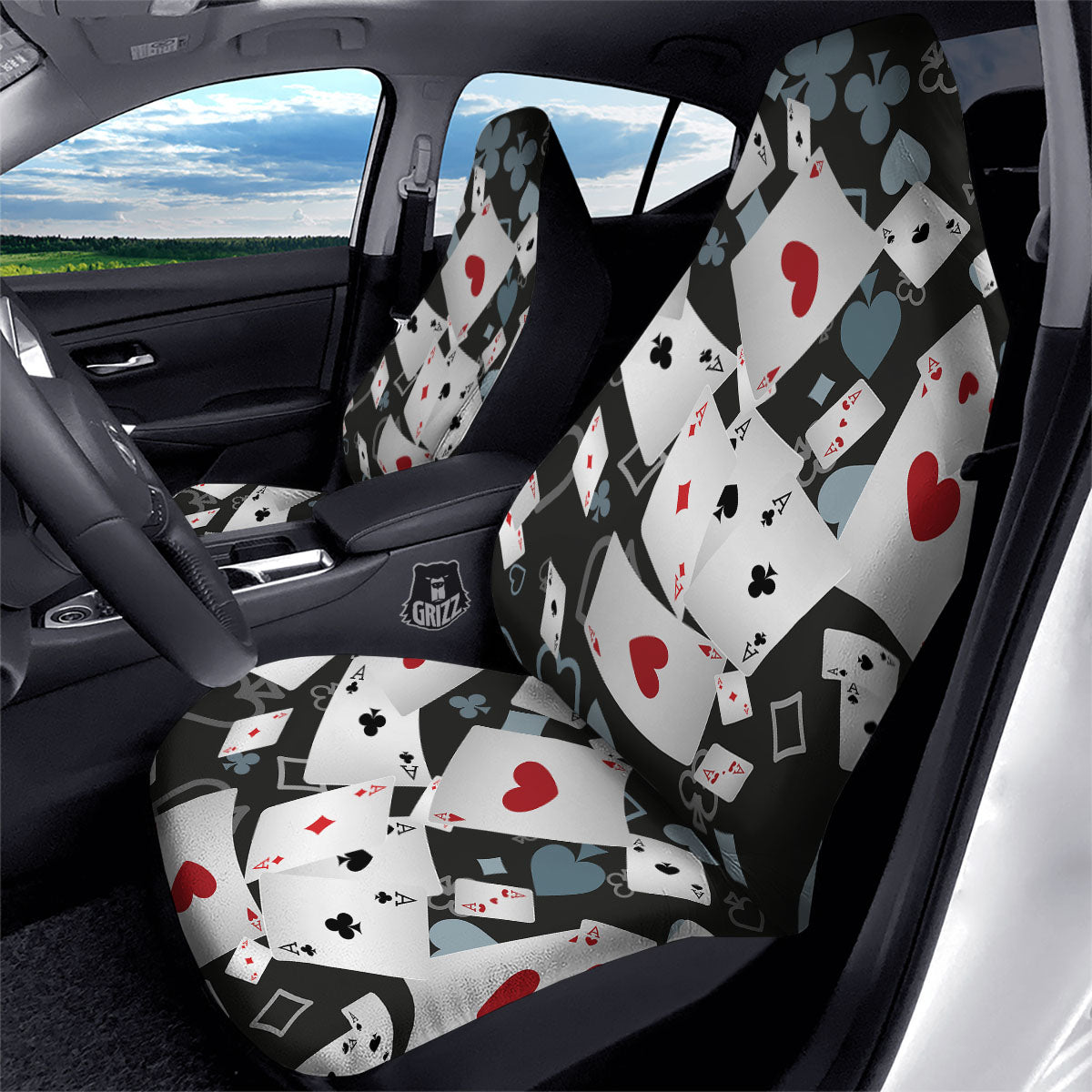 Casino Card Falling Print Car Seat Covers-grizzshop