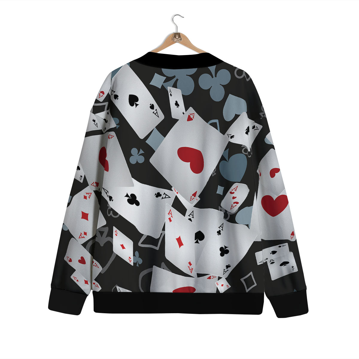 Casino Card Falling Print Cardigan-grizzshop