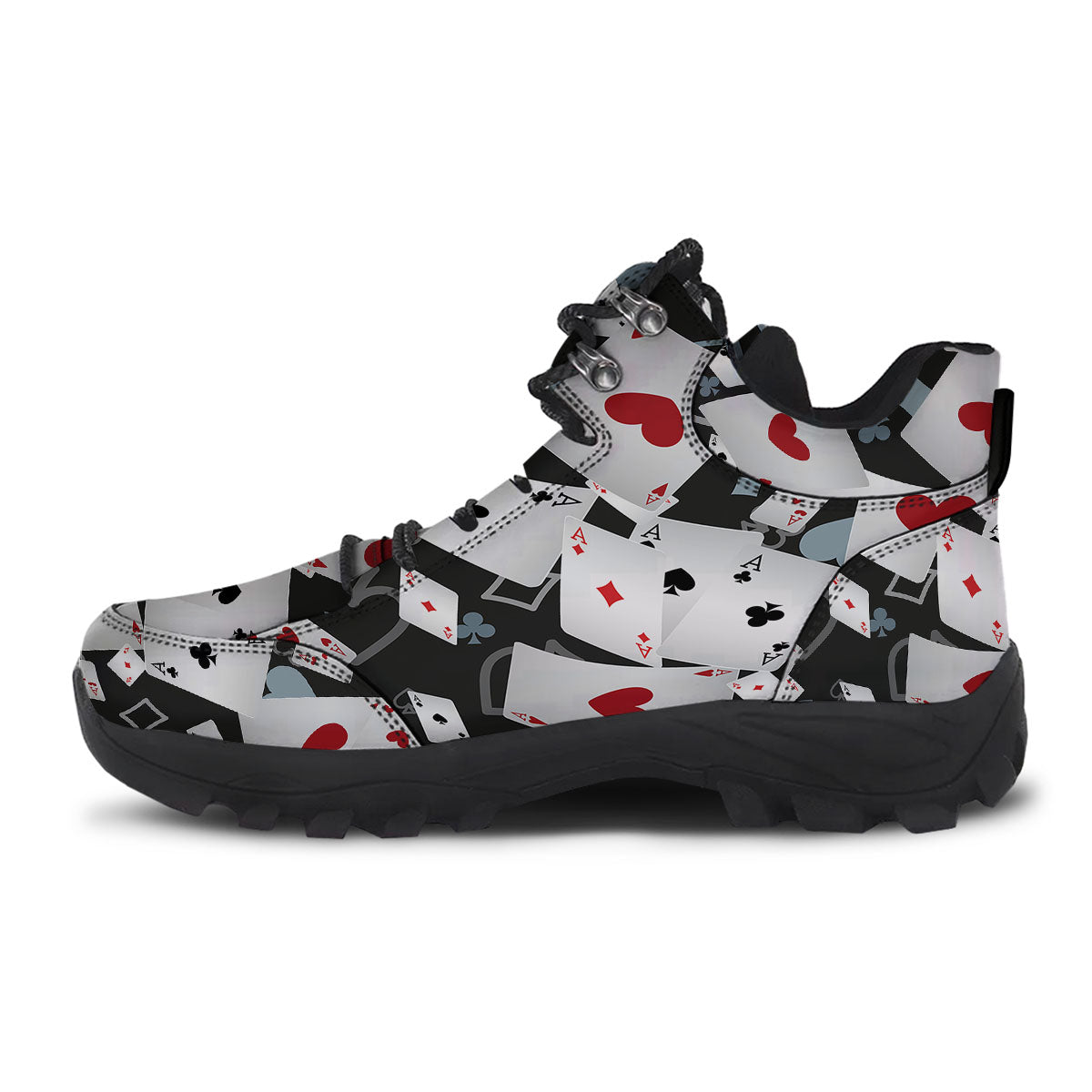 Casino Card Falling Print Hiking Shoes-grizzshop