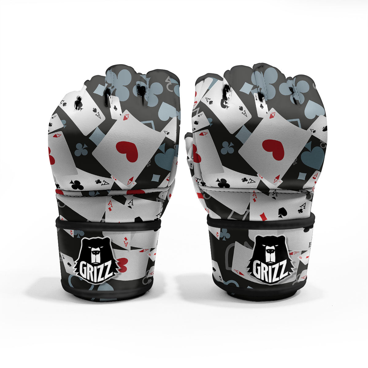 Casino Card Falling Print MMA Gloves-grizzshop